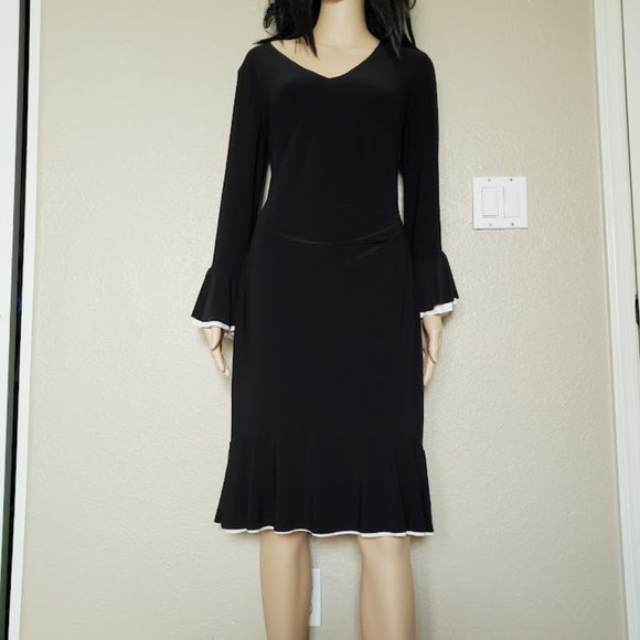 Ralph Lauren Women’s Ruffle Long Sleeves Black Dress - Picture 3 of 7